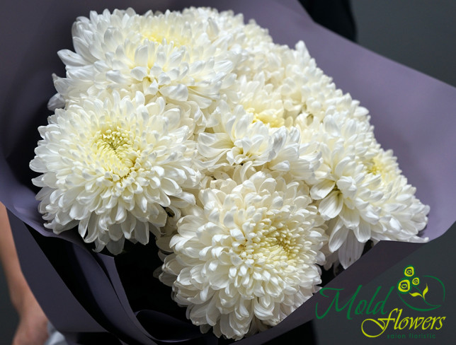 Букет с белыми хризантемами Фото